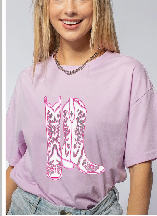 Pink Cowgirl boots Tee